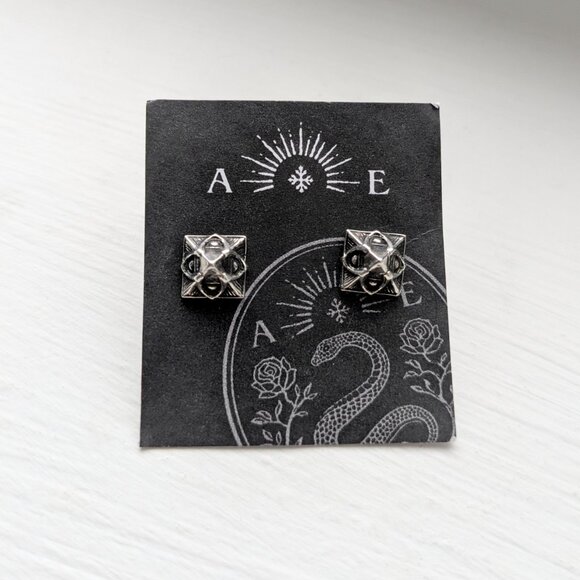 Sterling Silver Pyramid Stud Earrings by Astor & Orion - Goth Punk, Witchy, Boho - Picture 5 of 8